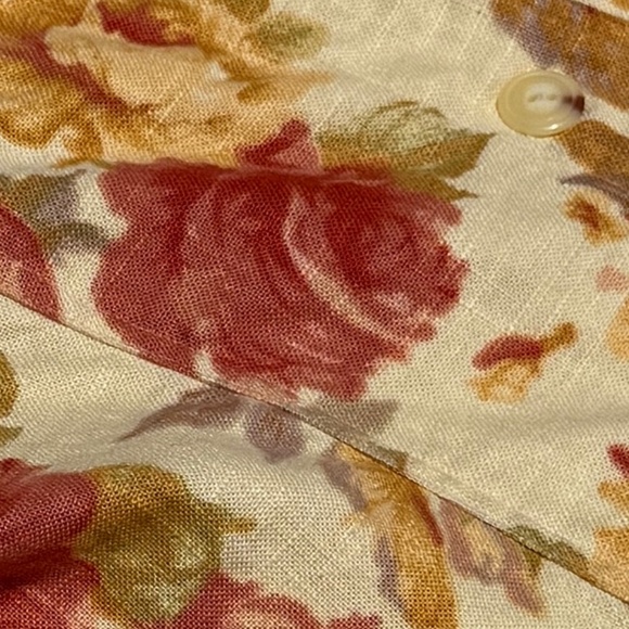 Yellow Orange Pink Red Rose Linen Trucker Jacket - Coldwater Creek - XL - Picture 16 of 16